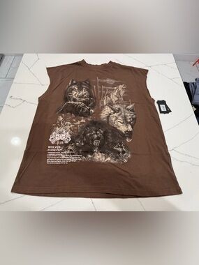 Darc Sport Wolves Graphic Brown Muscle Tee